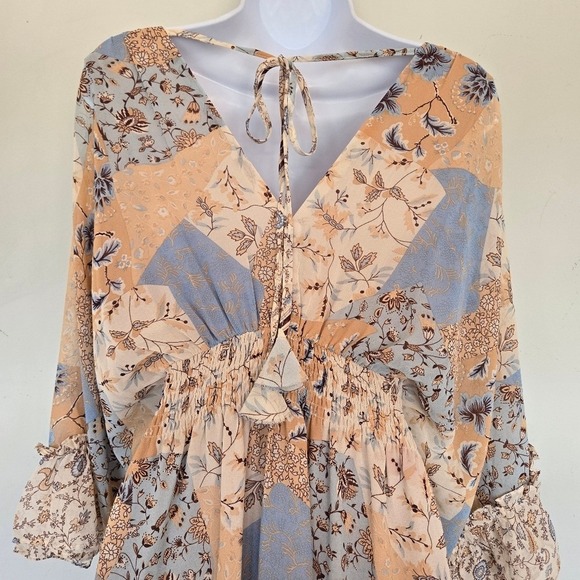 Dress Forum Floral Patchwork Boho Maxi Dress Size S Flowy Romantic Fall Festival - Picture 7 of 15